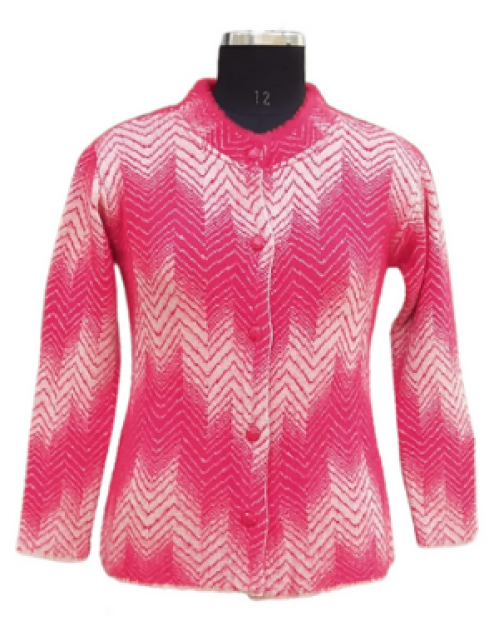 Shop Women Cardigan Pink zik zak design at Woollen Wear